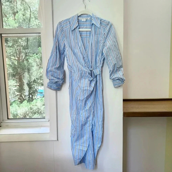 New Veronica Beard Afton Wrap Midi Dress Shirtdress Summer Lightweight Sz 2 - Picture 7 of 14